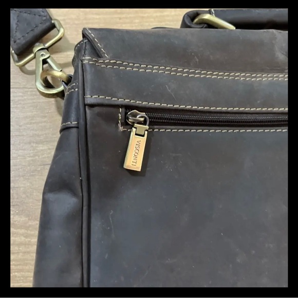 Visconti Berlin Crossbody Messenger Bag Oiled Leather Double Buckle - Picture 8 of 12